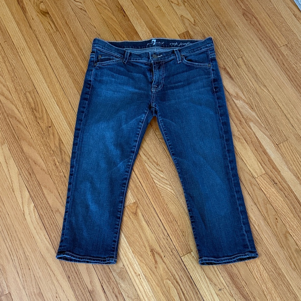 7 For All Mankind Women's  Blue Cropped Jeans